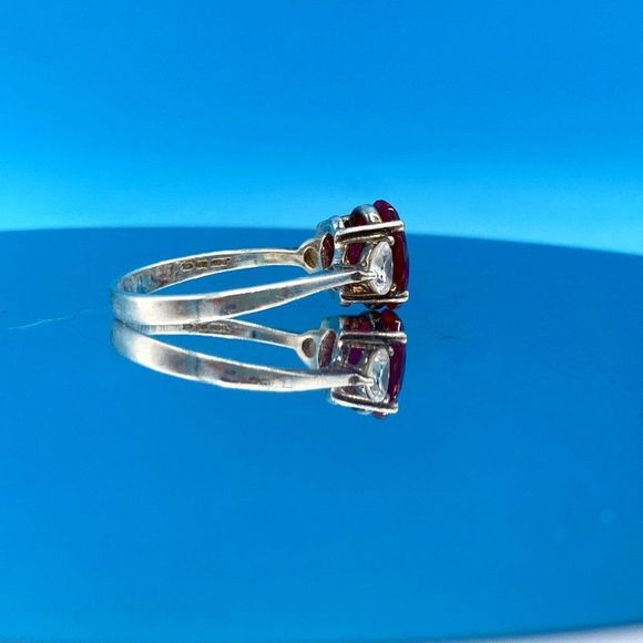 Lab Grown Ruby Sterling Silver Ring - Picture 4 of 15